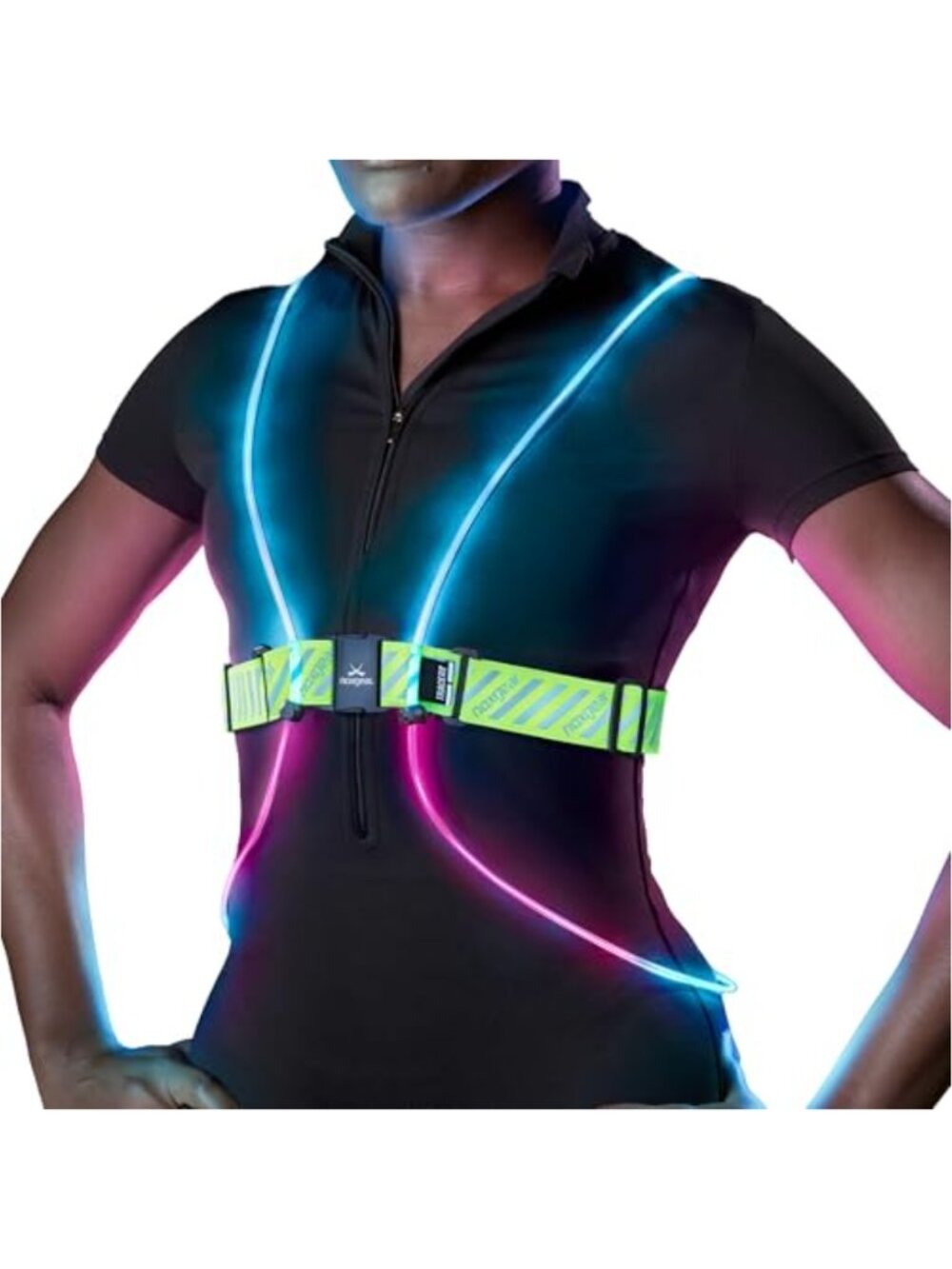 Lightweight Adjustable Reflective Running Vest with Rechargeable LED Lights